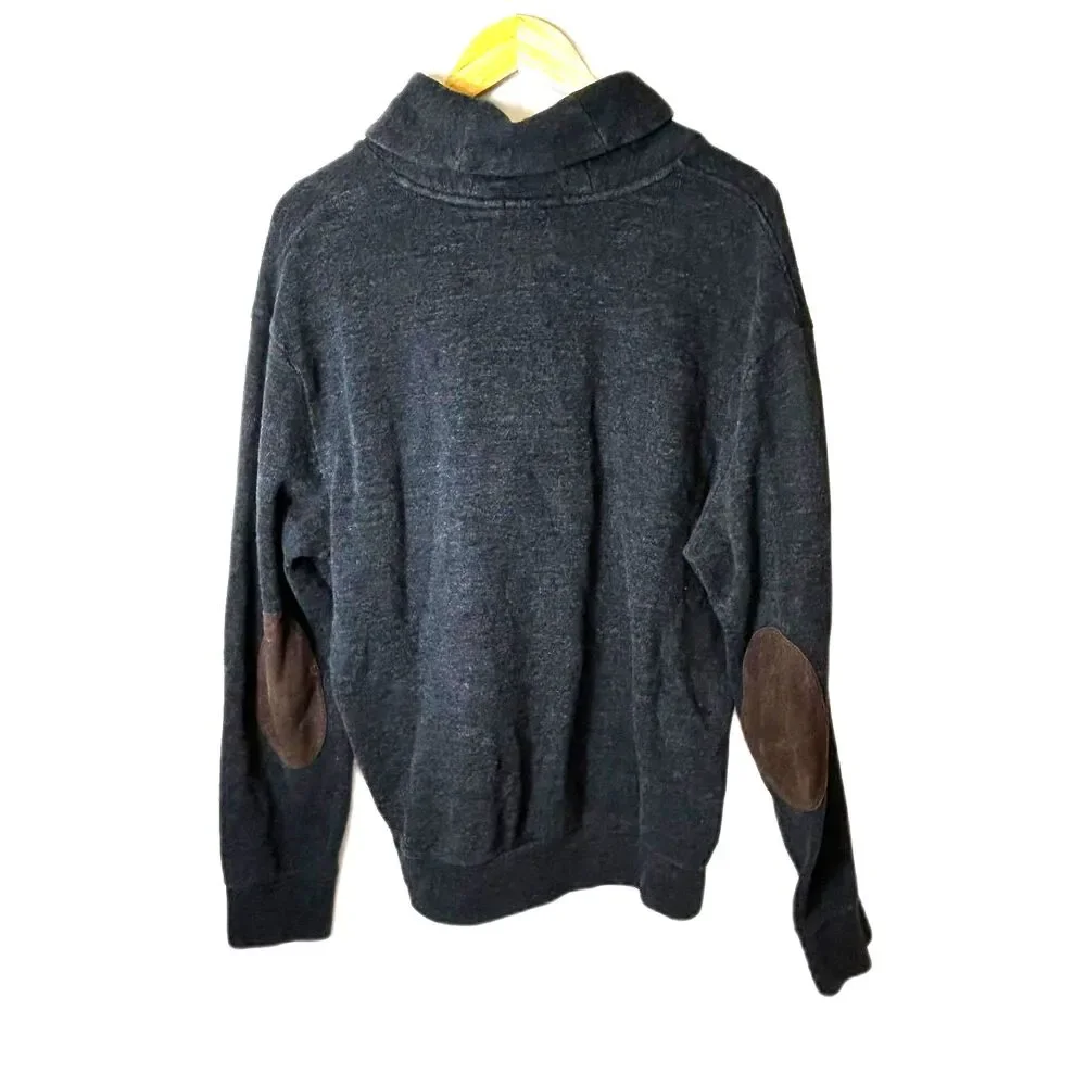 Polo Ralph Lauren Men's Charcoal Gray Shawl Collar Elbow Pads Sweater Size XL